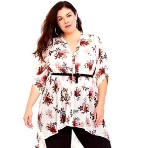 Torrid Lexie Hi Low sheer Babydoll Blouse size 1